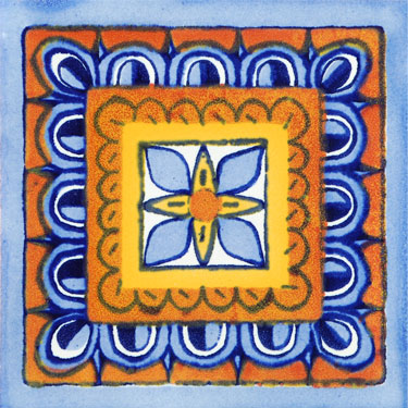 Mexican Handpainted Tile Rosa de los Vientos 1112